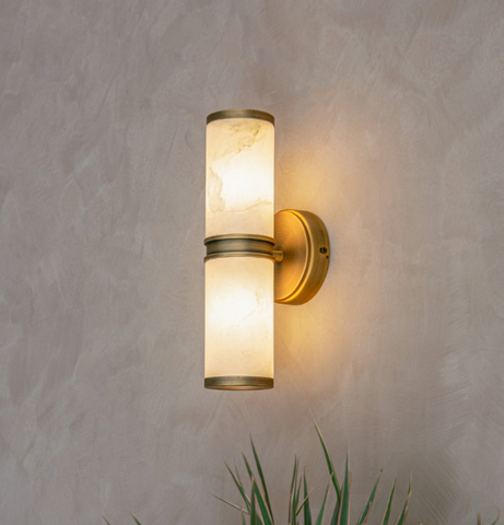 Eloise Alabaster Wall Lamp – Antique Brass Wall Light