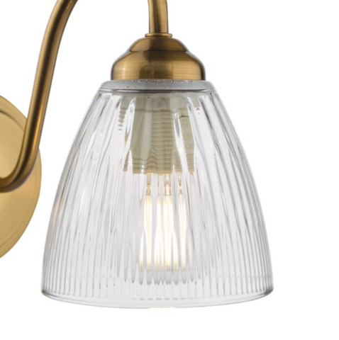 1 Light Glynis Antique Bronze and Ribbed Glass Wall Light