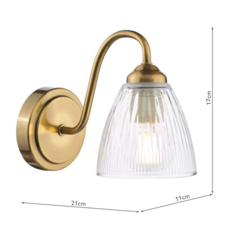 1 Light Glynis Antique Bronze and Ribbed Glass Wall Light