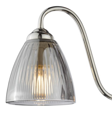 3 Light Glynis Semi Flush Polished Nickel and Smoked Glass Ceiling Light