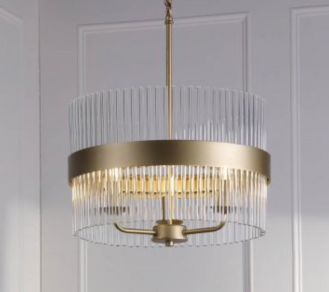 Laura Ashley Alexa 3 Light Pendant Glass and Matt Antique Brass