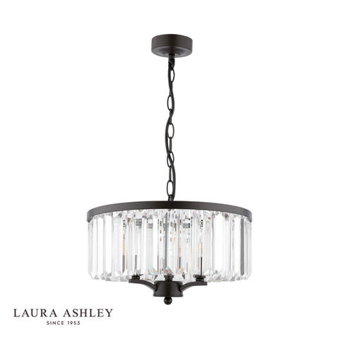 Laura Ashley Elkwood 3 Light Pendant Crystal and Black