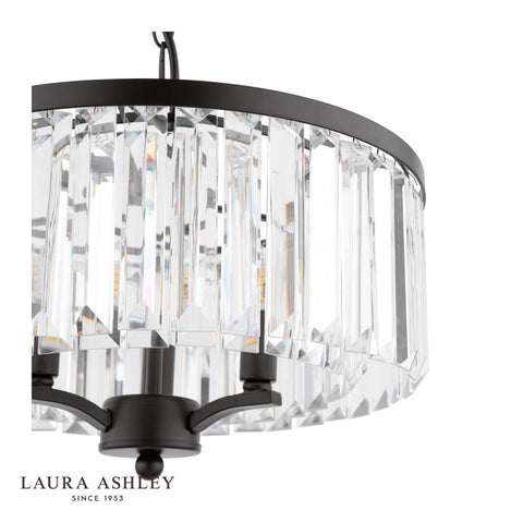 Laura Ashley Elkwood 3 Light Pendant Crystal and Black