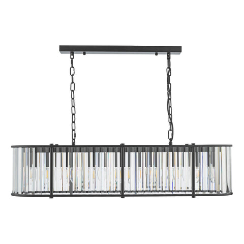 Kiran 7 Light Bar Pendant Satin Black and Crystal