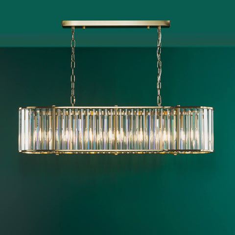 Kiran 7 Light Bar Pendant Natural Brass and Crystal