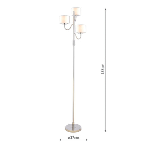 Laura Ashley Southwell 3 Light Floor Lamp Polished Nickel and Opal Glass