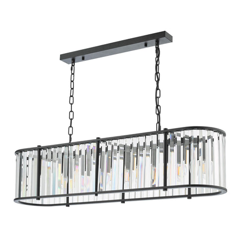 Kiran 7 Light Bar Pendant Satin Black and Crystal