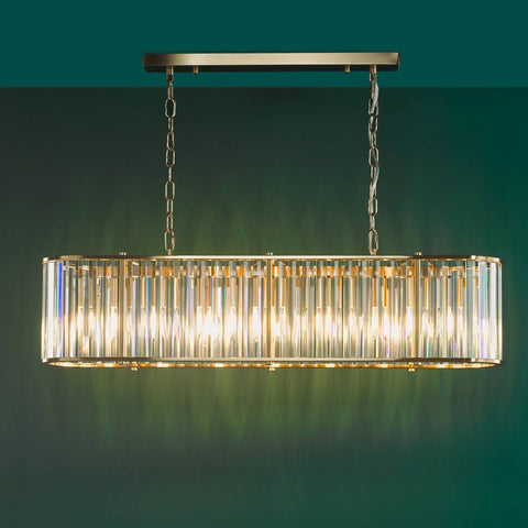 Kiran 7 Light Bar Pendant Natural Brass and Crystal