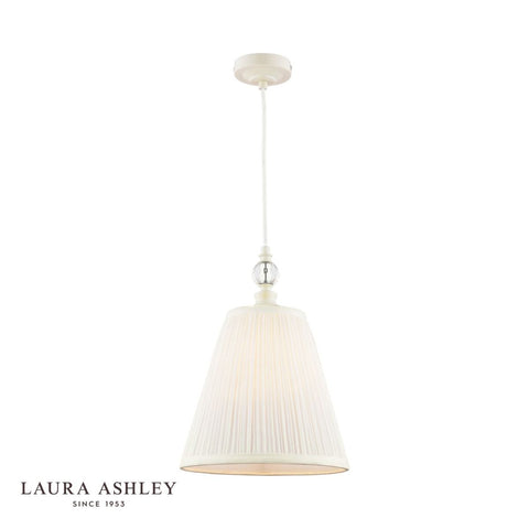 Laura Ashley Ellis Pendant Satin Cream and Crystal With Shade