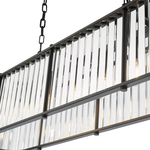 Kiran 7 Light Bar Pendant Satin Black and Crystal