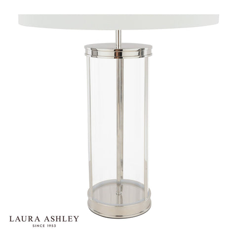 Laura Ashley Harrington Large Table Lamp Polished Nickel and Glass With Shade