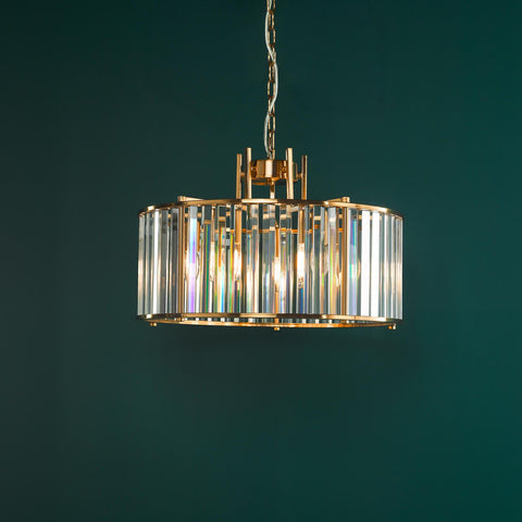 Kiran 5 Light Pendant Natural Brass and Crystal