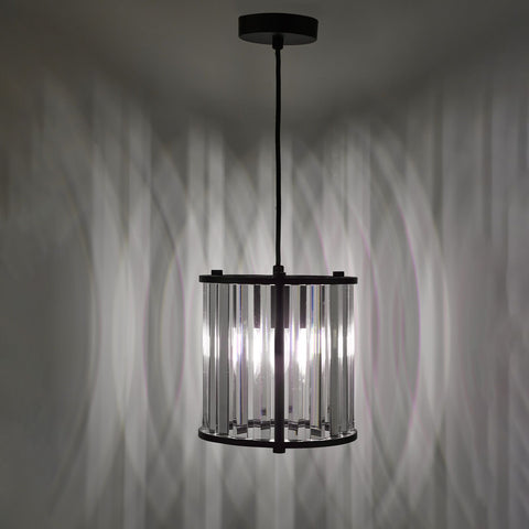 Kiran Pendant Satin Black and Crystal