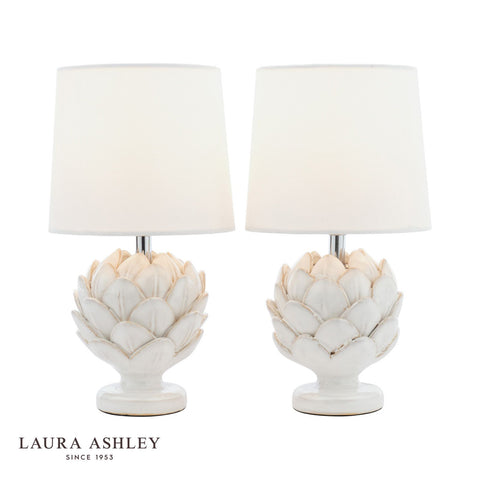 Laura Ashley Artichoke Twin Pack Table Lamp White With Shade