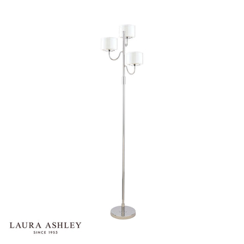 Laura Ashley Southwell 3 Light Floor Lamp Polished Nickel and Opal Glass