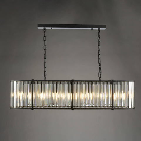 Kiran 7 Light Bar Pendant Satin Black and Crystal