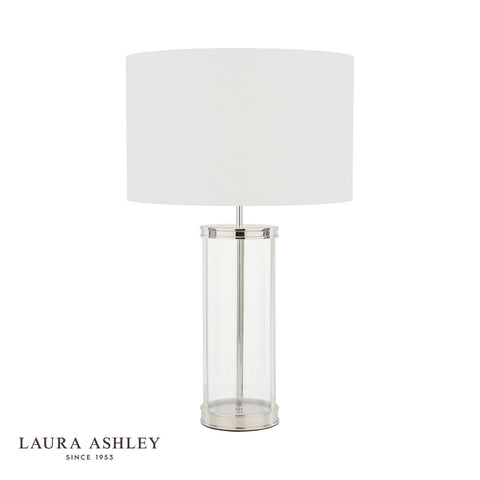 Laura Ashley Harrington Large Table Lamp Polished Nickel and Glass With Shade