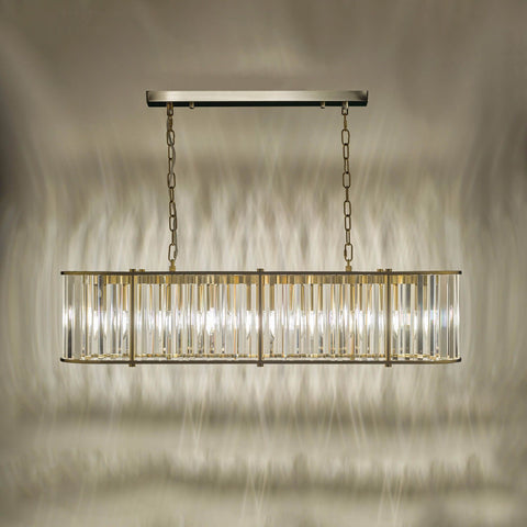 Kiran 7 Light Bar Pendant Natural Brass and Crystal