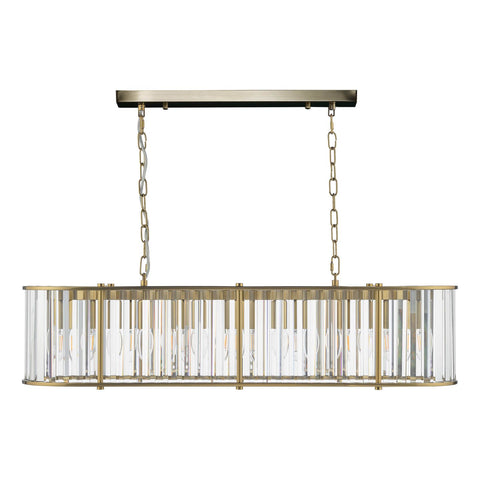 Kiran 7 Light Bar Pendant Natural Brass and Crystal