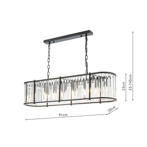 Kiran 7 Light Bar Pendant Satin Black and Crystal