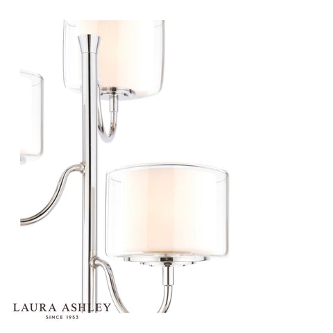 Laura Ashley Southwell 3 Light Floor Lamp Polished Nickel and Opal Glass