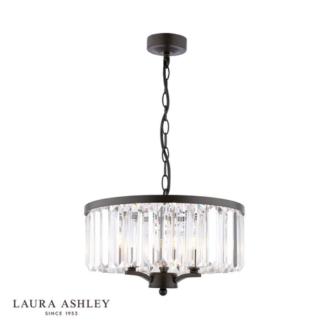 Laura Ashley Elkwood 3 Light Pendant Crystal and Black