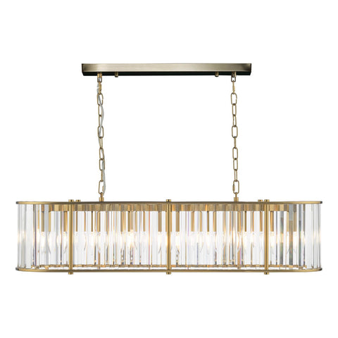 Kiran 7 Light Bar Pendant Natural Brass and Crystal