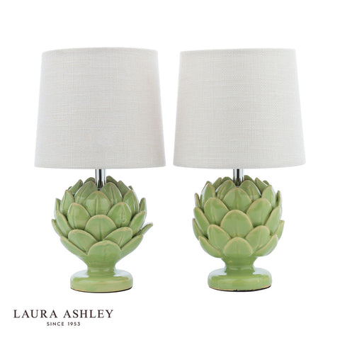 Laura Ashley Artichoke Twin Pack Table Lamp Green With Shade