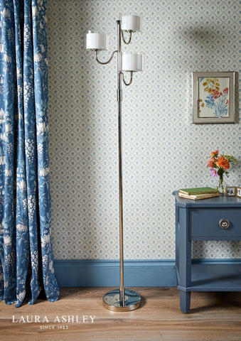 Laura Ashley Southwell 3 Light Floor Lamp Polished Nickel and Opal Glass