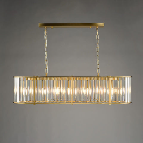 Kiran 7 Light Bar Pendant Natural Brass and Crystal