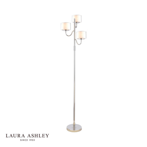Laura Ashley Southwell 3 Light Floor Lamp Polished Nickel and Opal Glass