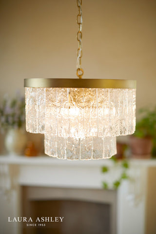 Laura Ashley Durnsford 4 Light Pendant Matt Antique Brass and Glass