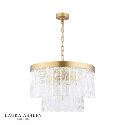 Laura Ashley Durnsford 4 Light Pendant Matt Antique Brass and Glass