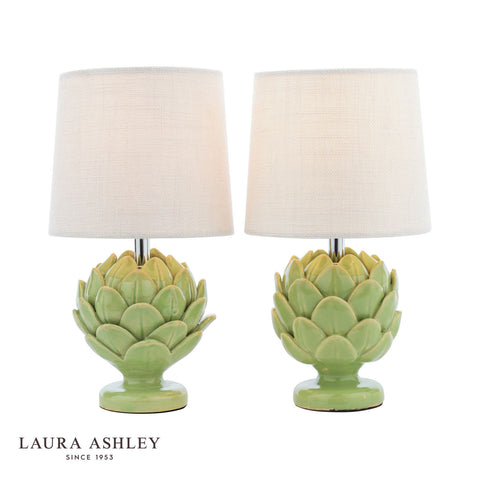 Laura Ashley Artichoke Twin Pack Table Lamp Green With Shade