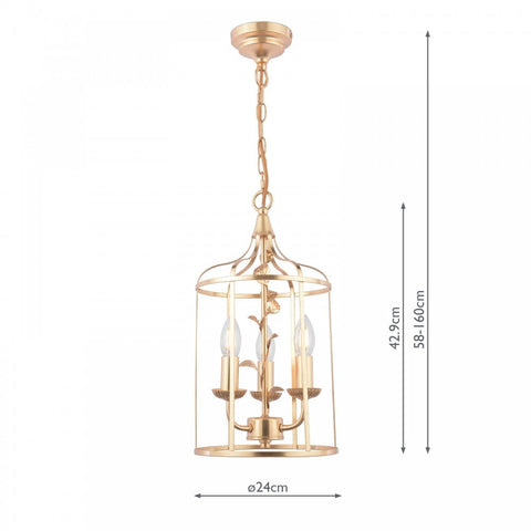 Laura Ashley Halton 3 Light Pendant Distressed Gold Leaf
