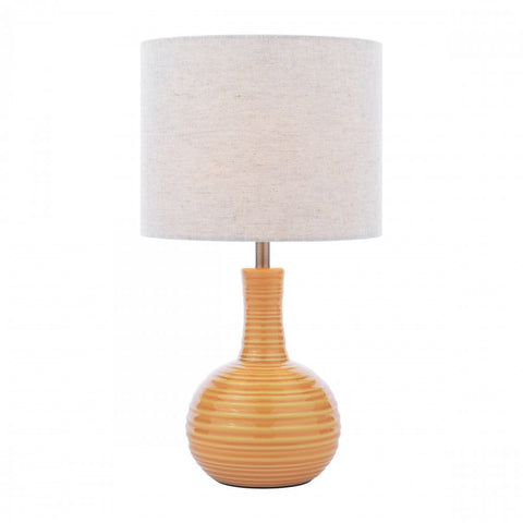 Laura Ashley Padley Table Lamp Yellow Ceramic and Antique Brass With Shade