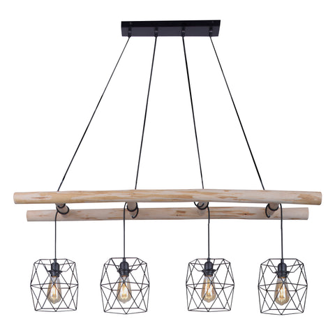 Wood Wire Cage Bar Pendant