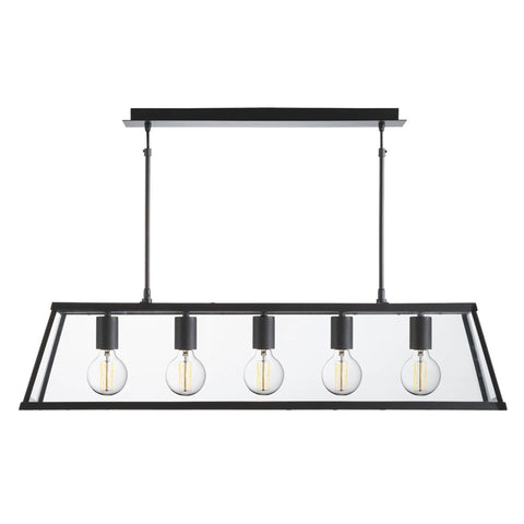 VOYAGER 5 LIGHT LANTERN BAR, MATT BLACK, GLASS