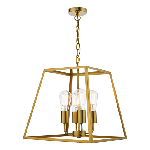 Academy 4 Light Lantern - Natural Brass