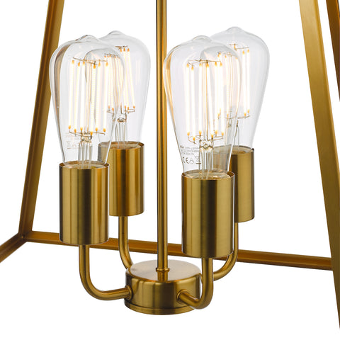 Academy 4 Light Lantern - Natural Brass