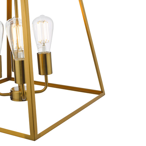 Academy 4 Light Lantern - Natural Brass