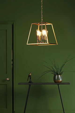 Academy 4 Light Lantern - Natural Brass