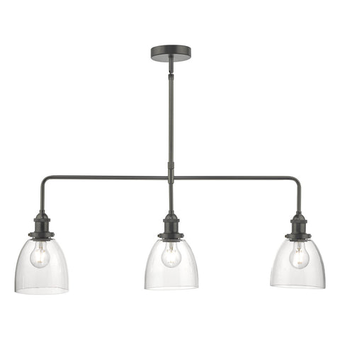 Arvin 3lt Bar Pendant - Antique Chrome & Glass