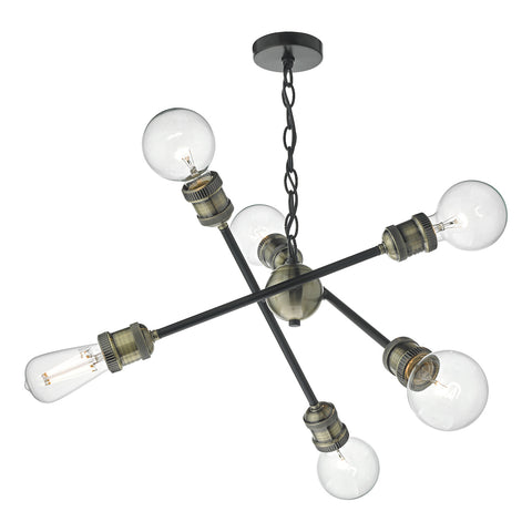 Brigade 6lt Pendant - Black & Antique Brass