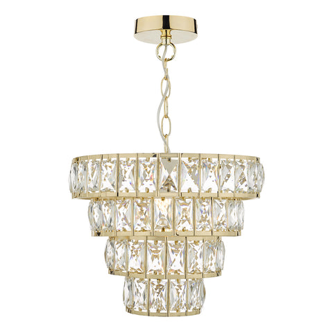 Cerys 1 Light 4 Tier Pendant Crystal & Gold