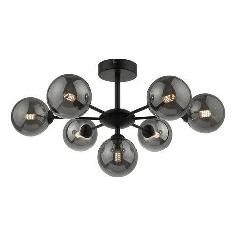 Cohen 7 Light Semi Flush - Matt Black