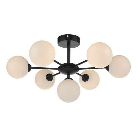 Cohen 7 Light Semi Flush - Matt Black