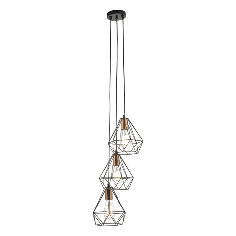 Deyon 3lt Cluster Pendant Black & Copper