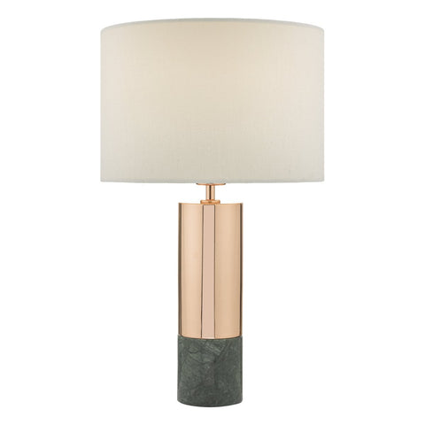 Digby Table Lamp Copper & Green With Shade
