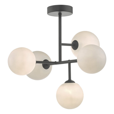 Euan 5lt Semi Flush - Black & Opal Glass